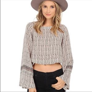 Free People Bell Sleeve Crop Top sz M